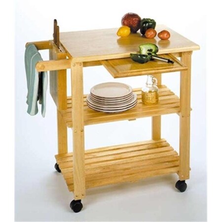 Winsome Winsome 89933 Kitchen Cart with Cutting Board Knife Block and Shelves- Beech 89933